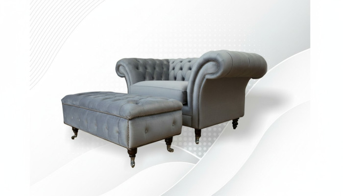 Design Chesterfield Fabric Couch Armchair 1.5-Seat Upholstered Sofas Lounge Club New