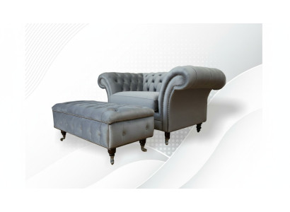 Design Chesterfield Fabric Couch Armchair 1.5-Seat Upholstered Sofas Lounge Club New