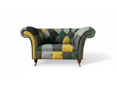 Chesterfield armchair, TV couch, 1.5-seater sofa, textile fabric couches, upholstery