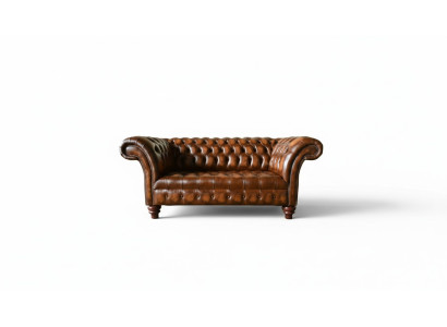 Design Chesterfield Sofa 2 Seater Brown Couch Upholstered Sofas Living Room Sofa New