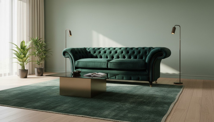 Classic Chesterfield Couch Upholstered Sofa Upholstery Velvet 3-Seater Chester
