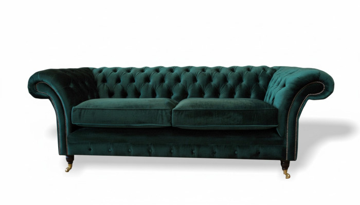 Classic Chesterfield Couch Upholstered Sofa Upholstery Velvet 3-Seater Chester