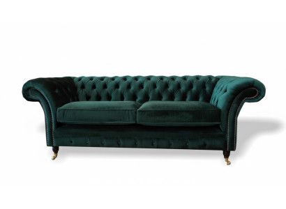Classic Chesterfield Couch Upholstered Sofa Upholstery Velvet 3-Seater Chester