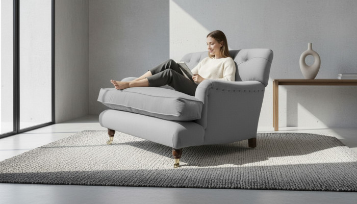 Chesterfield Armchair TV Design Upholstered Sofa Couch Chesterfield Fabric New