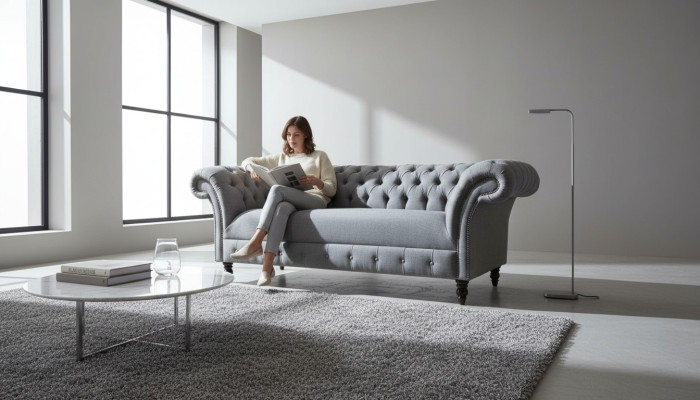 XXL big sofa 3-seater couch Chesterfield upholstery ensemble seat fabric textile