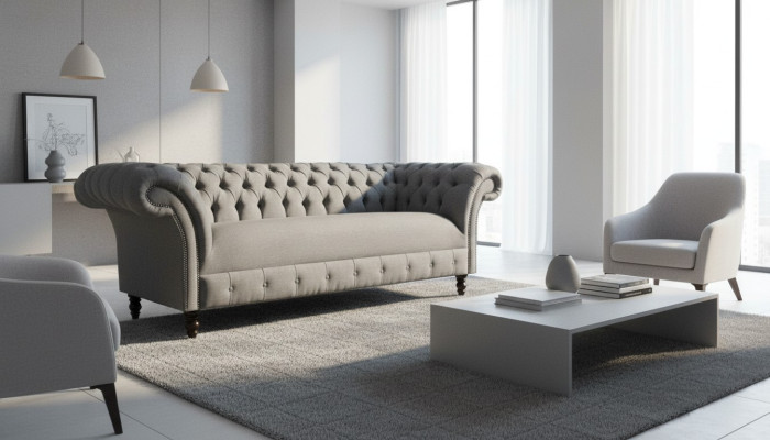 XXL big sofa 3-seater couch Chesterfield upholstery ensemble seat fabric textile