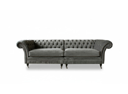 XXL Chesterfield Sofa 4-Seater Couch Upholstered Seating Suite Textile Leather