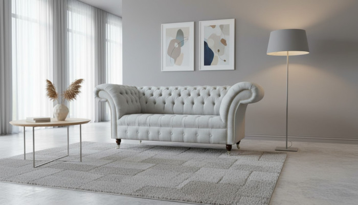 Chesterfield 2-seater living room couch sofa upholstery textile fabric suite new