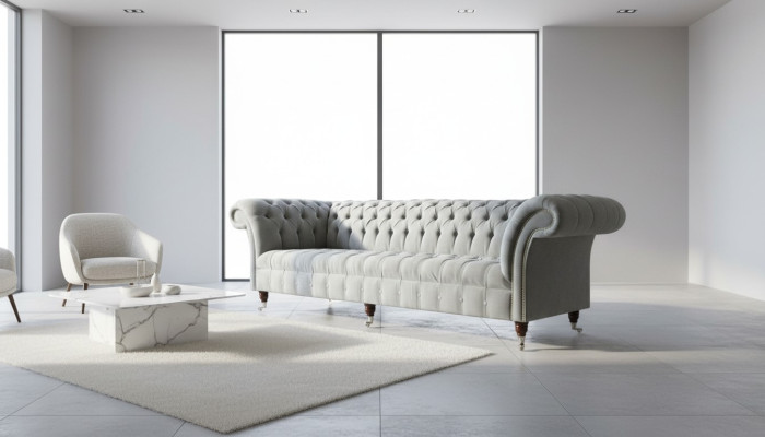 Gray big sofa couch Chesterfield 265cm upholstery sofas 4-seater leather