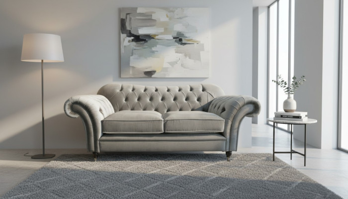 Chesterfield Textile Sofa 2-Seater Luxury Sofa Upholstered Sofas Design Fabric Sofas New