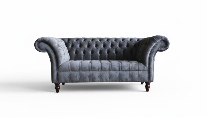 Chesterfield 3-seater living room couch sofa upholstery seat textile set gray