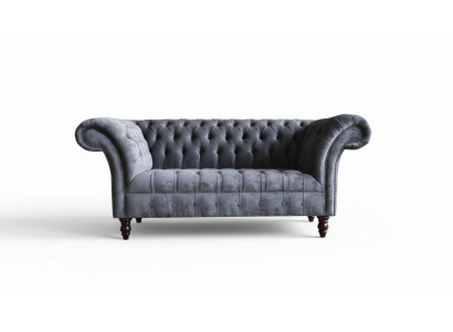 Chesterfield 3-seater living room couch sofa upholstery seat textile set gray