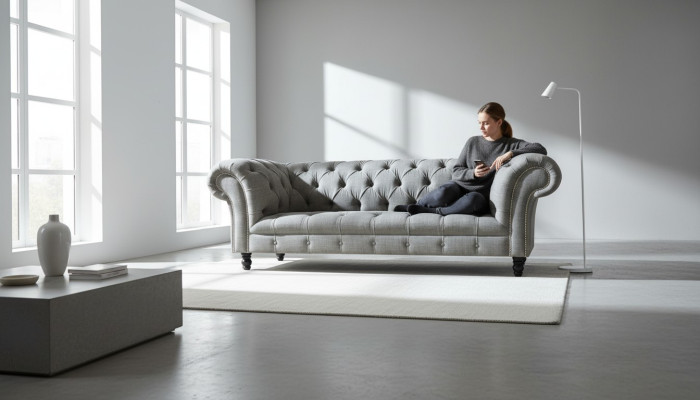 Chesterfield 3-seater designer sofa upholstered sofas couches fabric textile