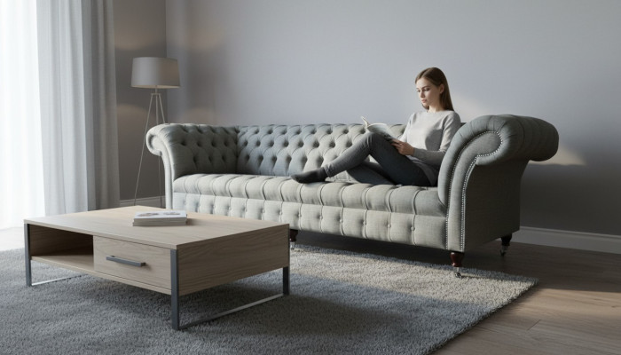 XXL Big Sofa Couch Chesterfield 265cm Upholstered Sofas 4-Seater Textile Modern
