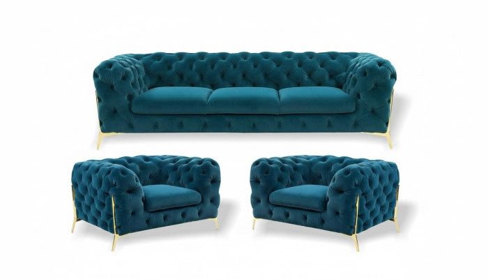 Chesterfield Design Sofa Suite 3+1+1 Seat Sofa Couch Fabric Suite Upholstery Set