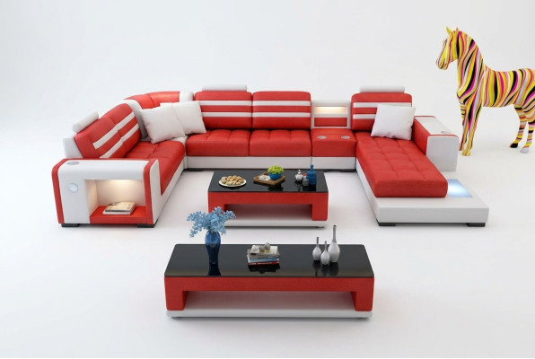 Corner sofa upholstery U-shaped corner sofa coffee table sideboard leather sofa living area