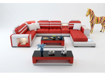 Corner sofa upholstery U-shaped corner sofa coffee table sideboard leather sofa living area