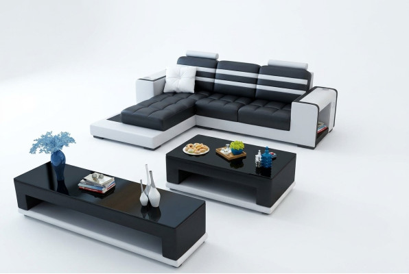 Corner sofa upholstery L shape coffee table sideboard leather sofa living landscape new