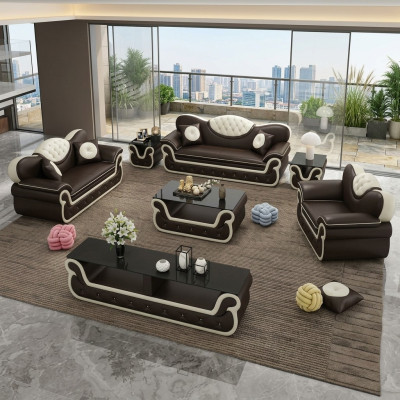 Complete Set Sofa Suite 7-piece Seating Sideboard Design Living Room Group Suite