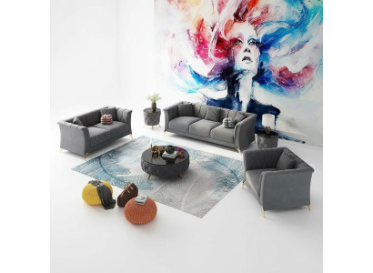 Designer Chesterfield Sofa Set Couch Upholstered Set Velvet 321 Seat Couches