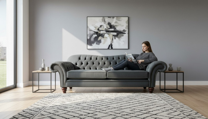 XXL Chesterfield Sofa 4-seater Couch Upholstery Seating Set Leather Textile