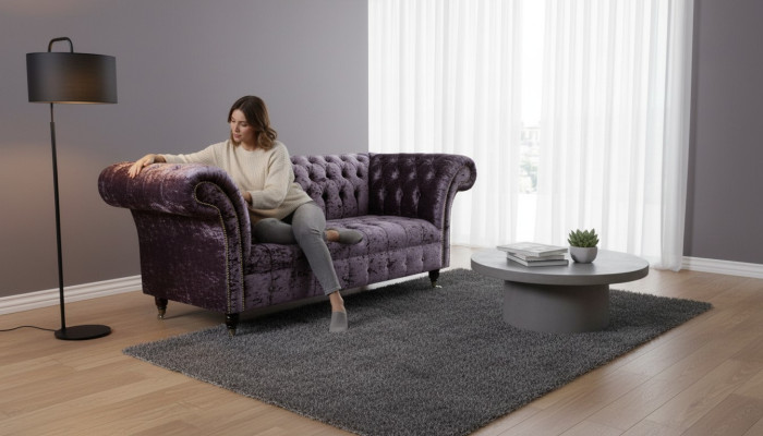 Chesterfield Sofa Couch Two-seater Fabric Sofas 2-seater Seat Upholstery Velvet