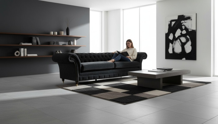 Big Sofa 4 Seater Couch Chesterfield Upholstered Suite Leather Textile Black