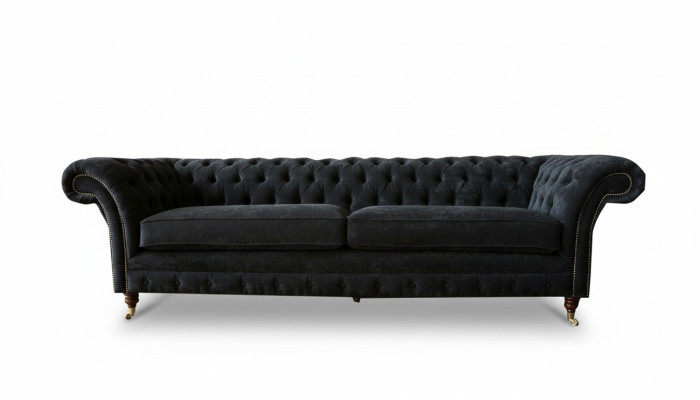 Big Sofa 4 Seater Couch Chesterfield Upholstered Suite Leather Textile Black