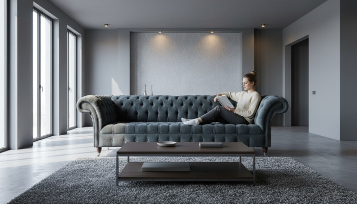 Chesterfield Leather Upholstery Luxury Sofa Design Couch Classic Decor Sofa