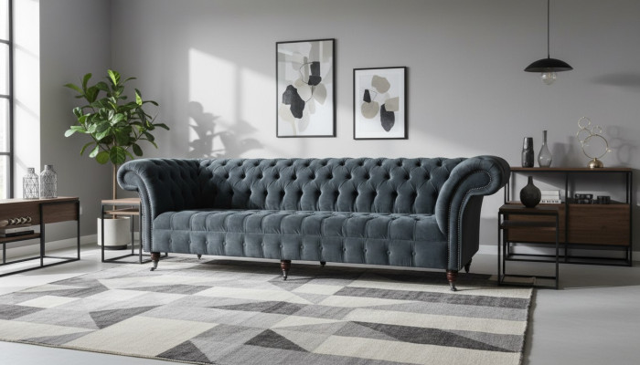 Chesterfield Leather Upholstery Luxury Sofa Design Couch Classic Decor Sofa