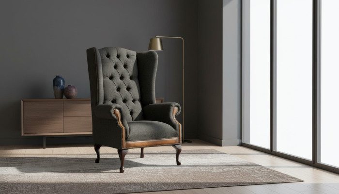 Chair 1x Living Room Upholstered Chair TV Lounge Textile Seat Armchair