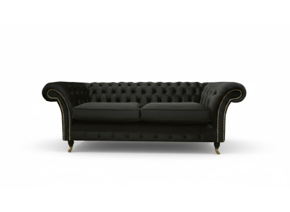 Chesterfield Couch Upholstered Sofas Classic Fabric Black Sofa 3 Seater