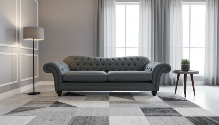 Big Chesterfield Upholstered Sofa Design Luxury 4-Seater Textile Couch