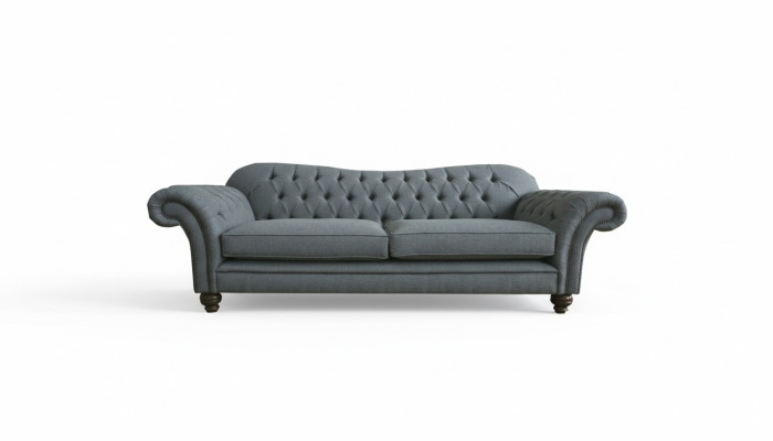 Big Chesterfield Upholstered Sofa Design Luxury 4-Seater Textile Couch