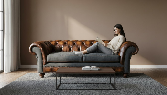 Three-seater couch upholstered design sofa 3-seater sofas room brown 220cm