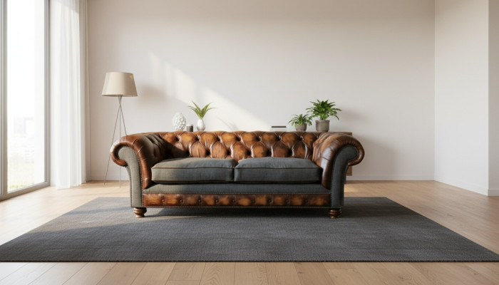 Three-seater couch upholstered design sofa 3-seater sofas room brown 220cm