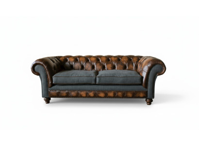 Three-seater couch upholstered design sofa 3-seater sofas room brown 220cm