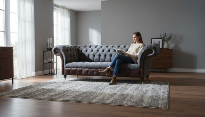 Chesterfield 3-seater living room couch sofa with upholstery seating fabric material
