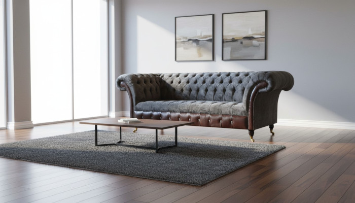 Chesterfield 3-seater living room couch sofa with upholstery seating fabric material