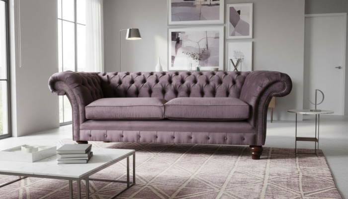 Chesterfield Couch Upholstery Classic Leather Fabric 3-Seater Sofa Triple Seater
