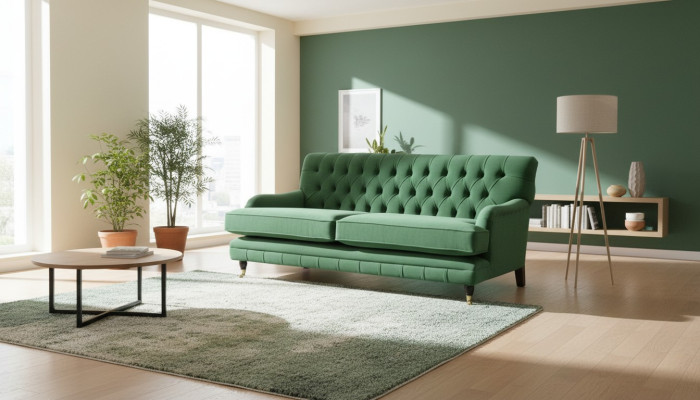 Chesterfield Designer Furniture High-Quality Three-Seater Couch Upholstery Fabric