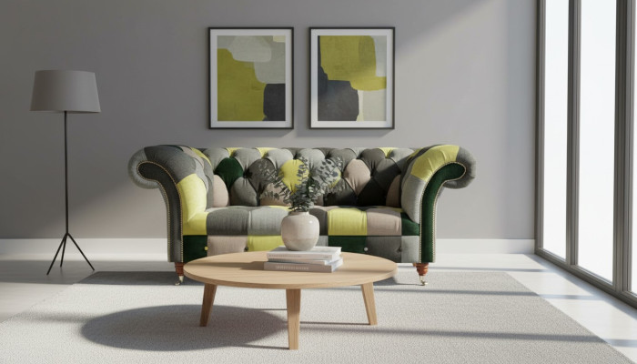 Chesterfield Sofa Couch Upholstered Sofas Classic 2 Seater Leather Textile Colorful