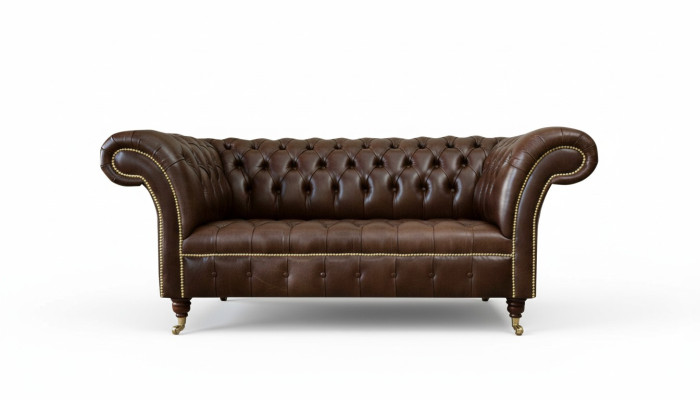 Chesterfield Velvet Designer Sofa 2-Seater Couch Textile Leather Suite Brown New