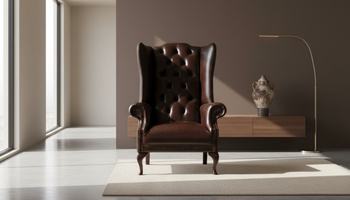 Chesterfield Wingback Armchair Upholstered Sofas Antique Style Armchair Chair Classic Furniture