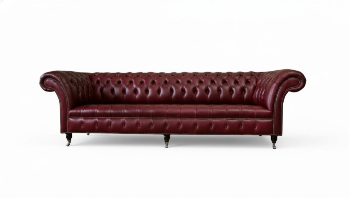 Red Large Sofa Couch Chesterfield 265cm XXL Upholstered Sofas 4-Seater Leather Fabric New