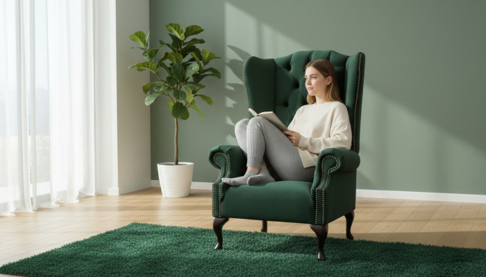 Wingback chair armchair velvet design upholstered sofa Chesterfield textile furniture jvmoebel ®
