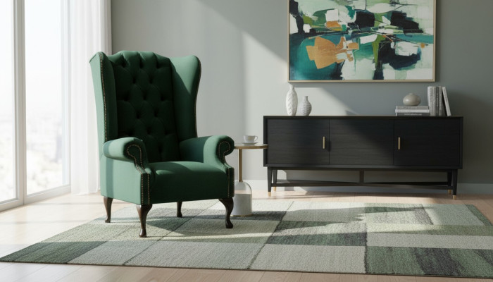 Wingback chair armchair velvet design upholstered sofa Chesterfield textile furniture jvmoebel ®