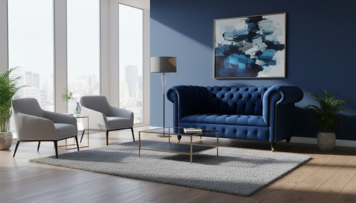 Classic Textile Couch - Velvet Chesterfield Fabric Sofa 2-Seater New jvmoebel ®