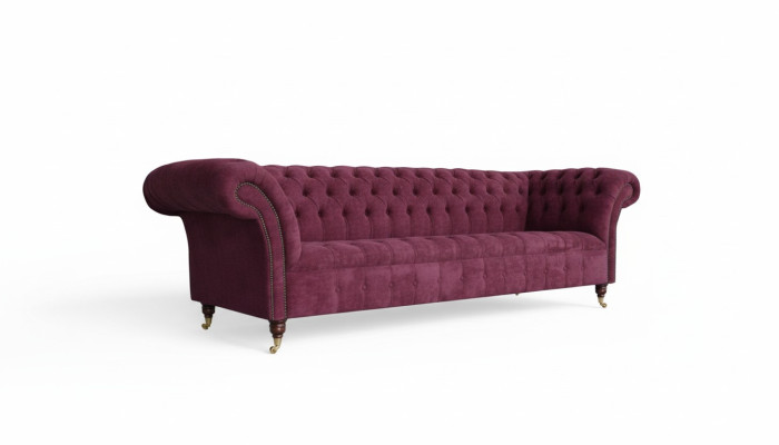 Sofa 3-seater Chesterfield sofas couches living room design textile fabric Bordeaux