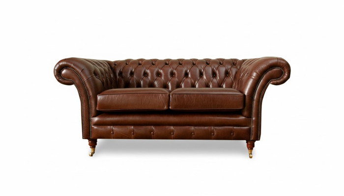 Chesterfield Sofa 2-Seater Upholstered Design Couches Sofas Set Original Brown